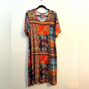 Johnny Was Biya JWLA Workshop Allie Flower Swing Short Sleeve Dress Xl bamboo